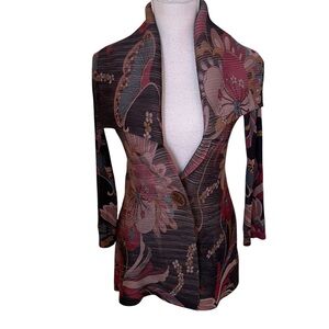 Pleats Collection Brown/Neutral Stretch Pleated Floral Cardigan/JacketS